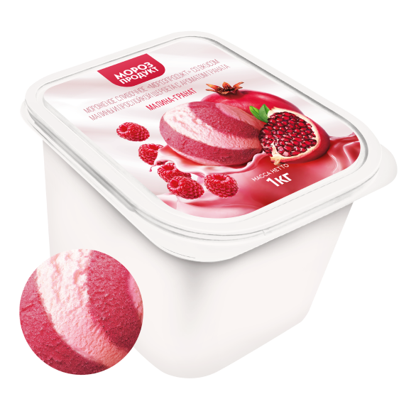 «MOROZPRODUCT» raspberry-pomegranate with a layer of creamy sorbet in ditches